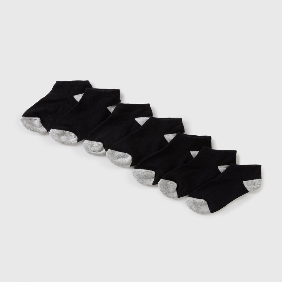 7 Pack Kids Grey Trainer Socks (Younger 6-Older 6.5)