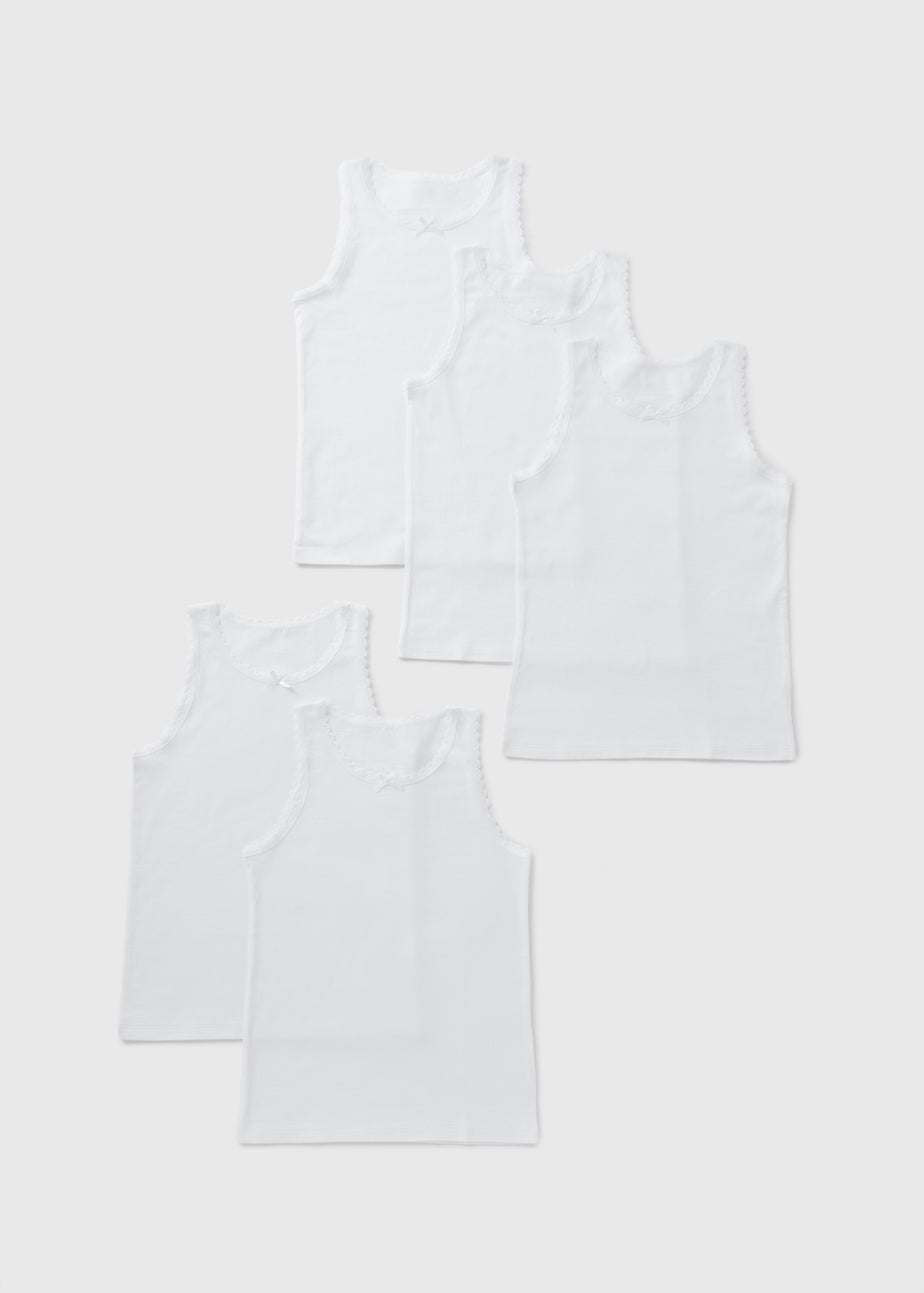 5 Pack Girls White Vests (2-11yrs)