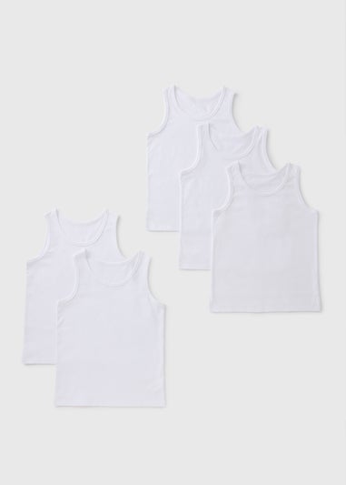 5 Pack Boys White Vests (2-13yrs)