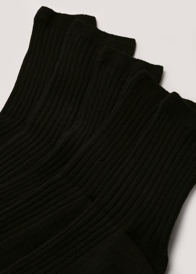 5 Pack Boys Black Ribbed Socks (Younger 9-Older 6.5)