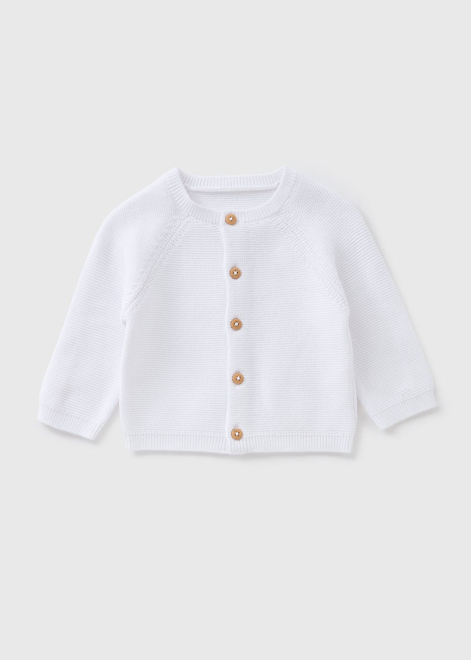 Baby White Knitted Raglan Cardigan (Newborn-12mths)