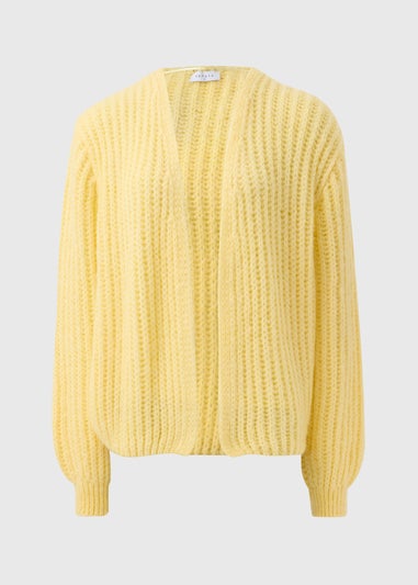 Yellow Lofty Ribbed Knit Cardigan