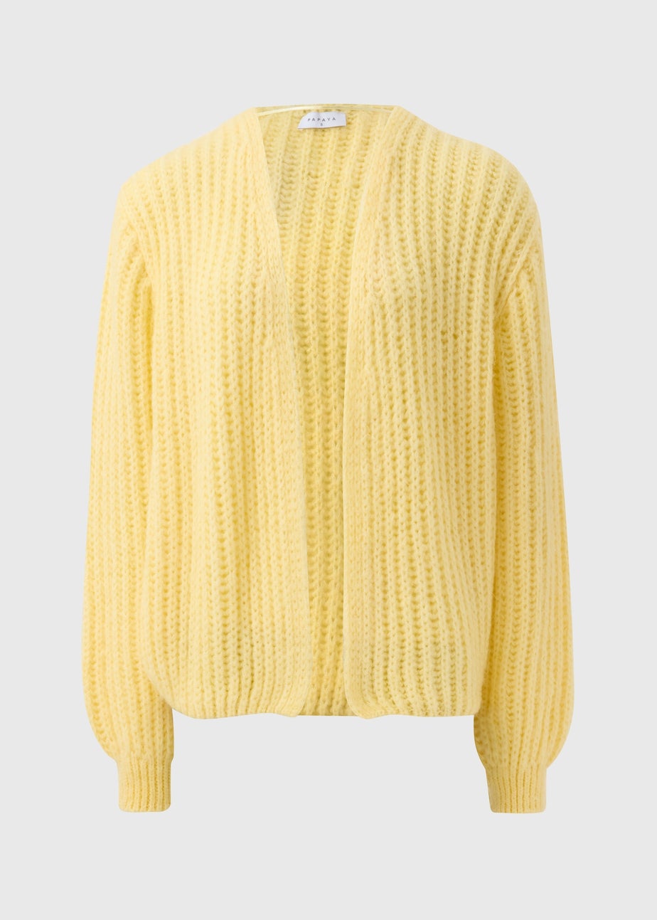 Yellow Lofty Ribbed Knit Cardigan