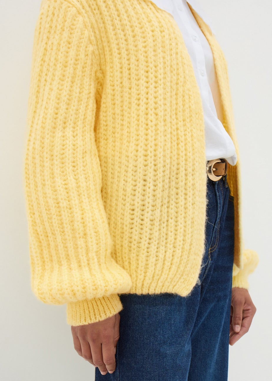 Yellow Lofty Ribbed Knit Cardigan