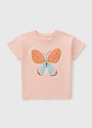 Girls Light Pink Butterfly T-Shirt (1-7yrs)