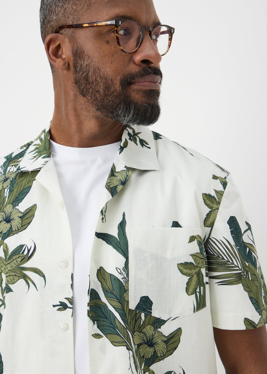 Lincoln Ecru Leaf Print Shirt