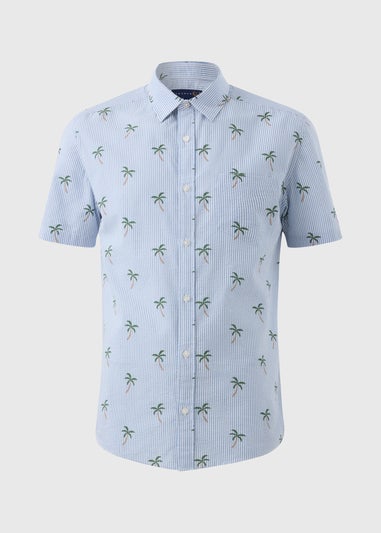 Lincoln Blue Stripe Palm Tree Shirt