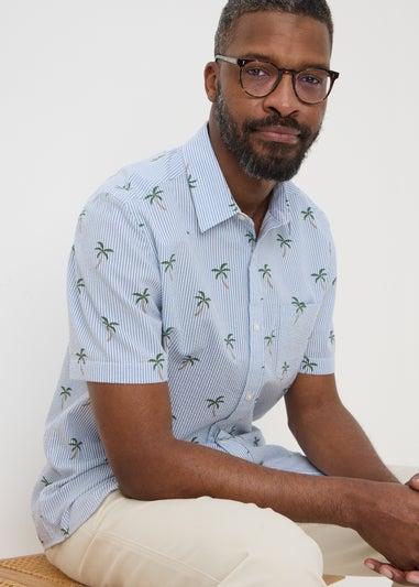 Lincoln Blue Stripe Palm Tree Shirt