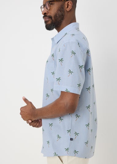 Lincoln Blue Stripe Palm Tree Shirt