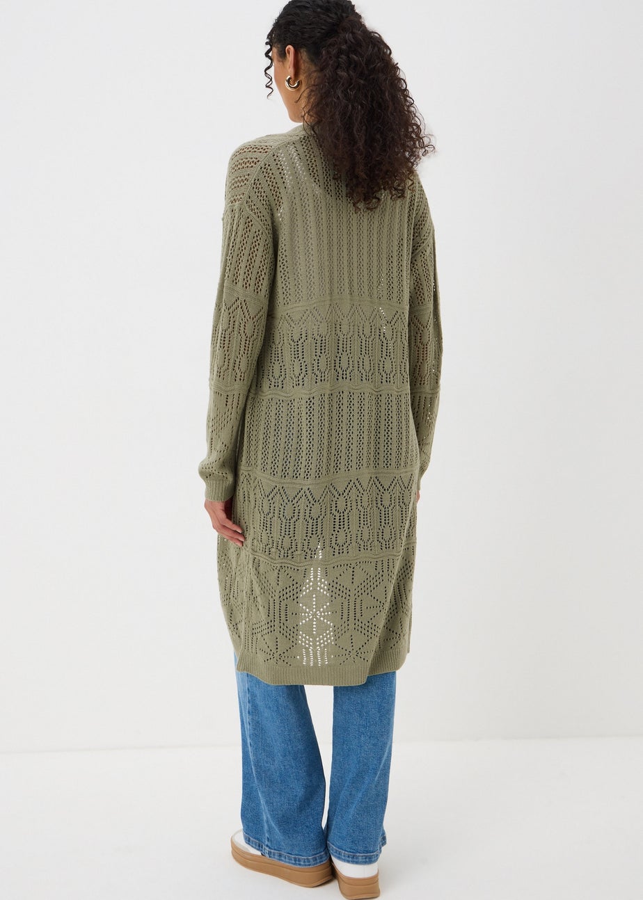 Sage Green Pointelle Longline Cardigan