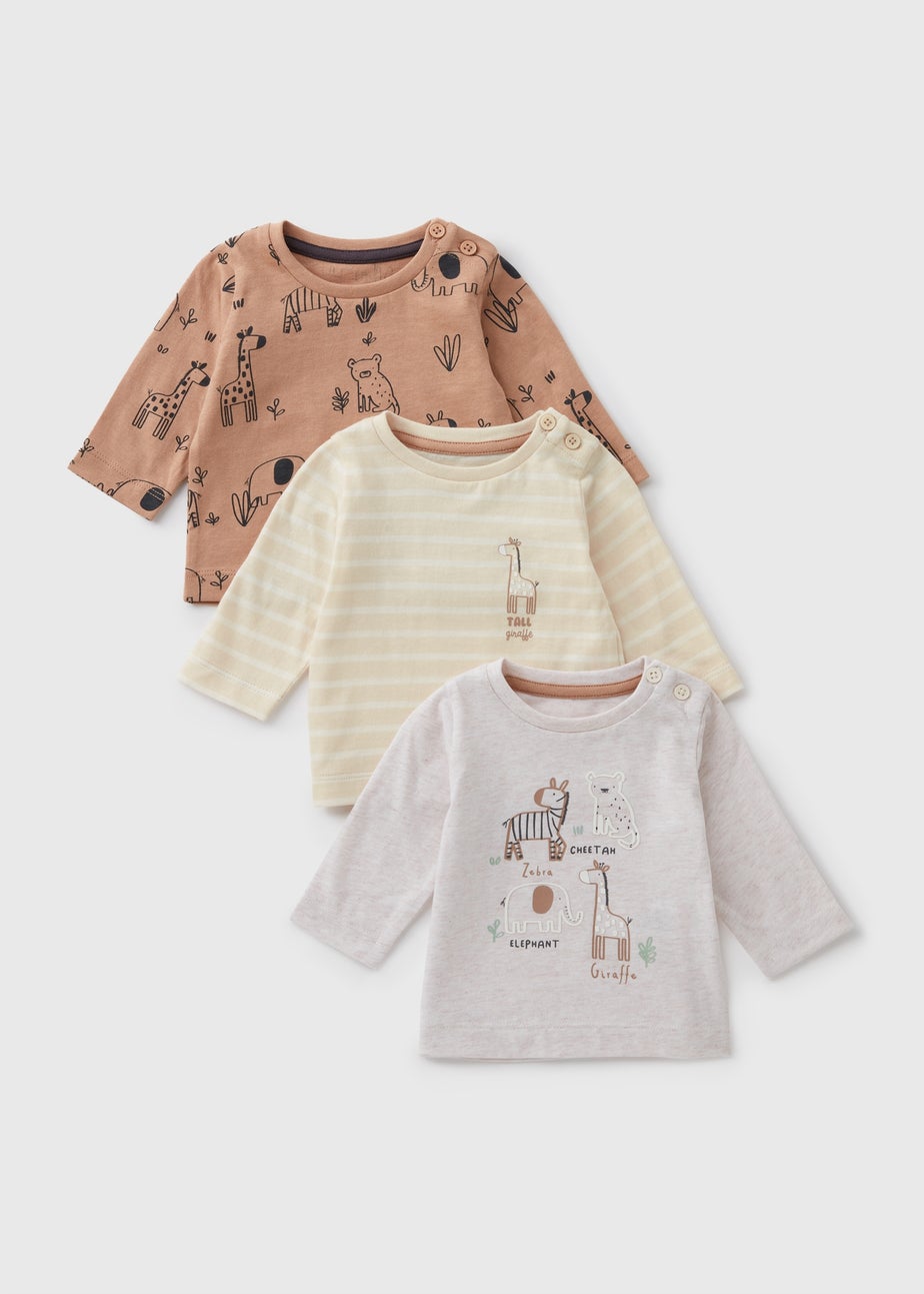 3 Pack Baby Giraffe Long Sleeve Tops (Newborn-23mths)