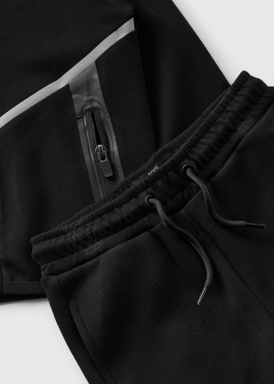 Boys Black Reflective Hoodie & Jogging Bottoms Set (1-7yrs)