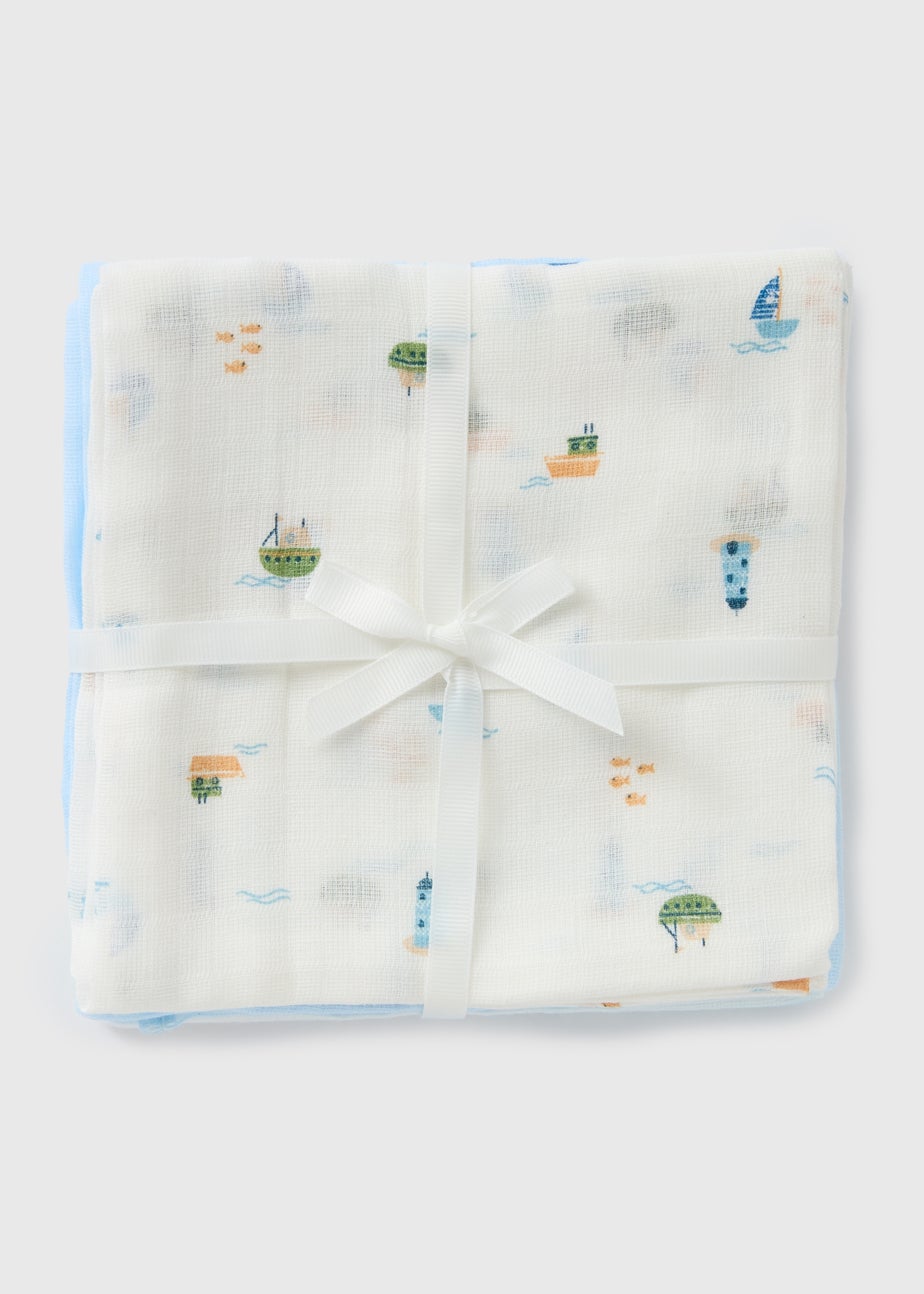 3 Pack Baby Blue Muslin Cloths