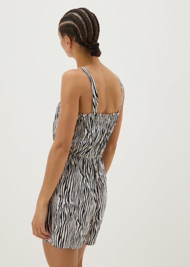 Black Zebra Print Playsuit