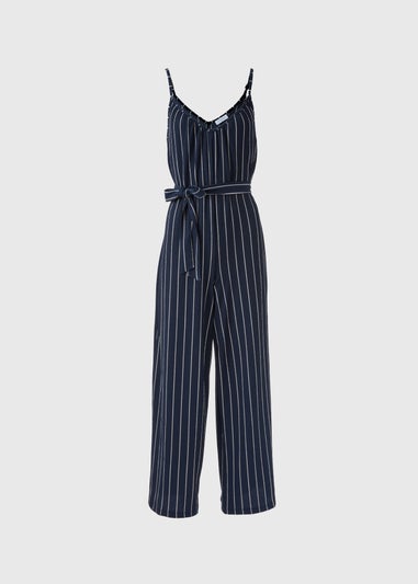 Navy Stripe Wide Leg Jersey Jumpsuit