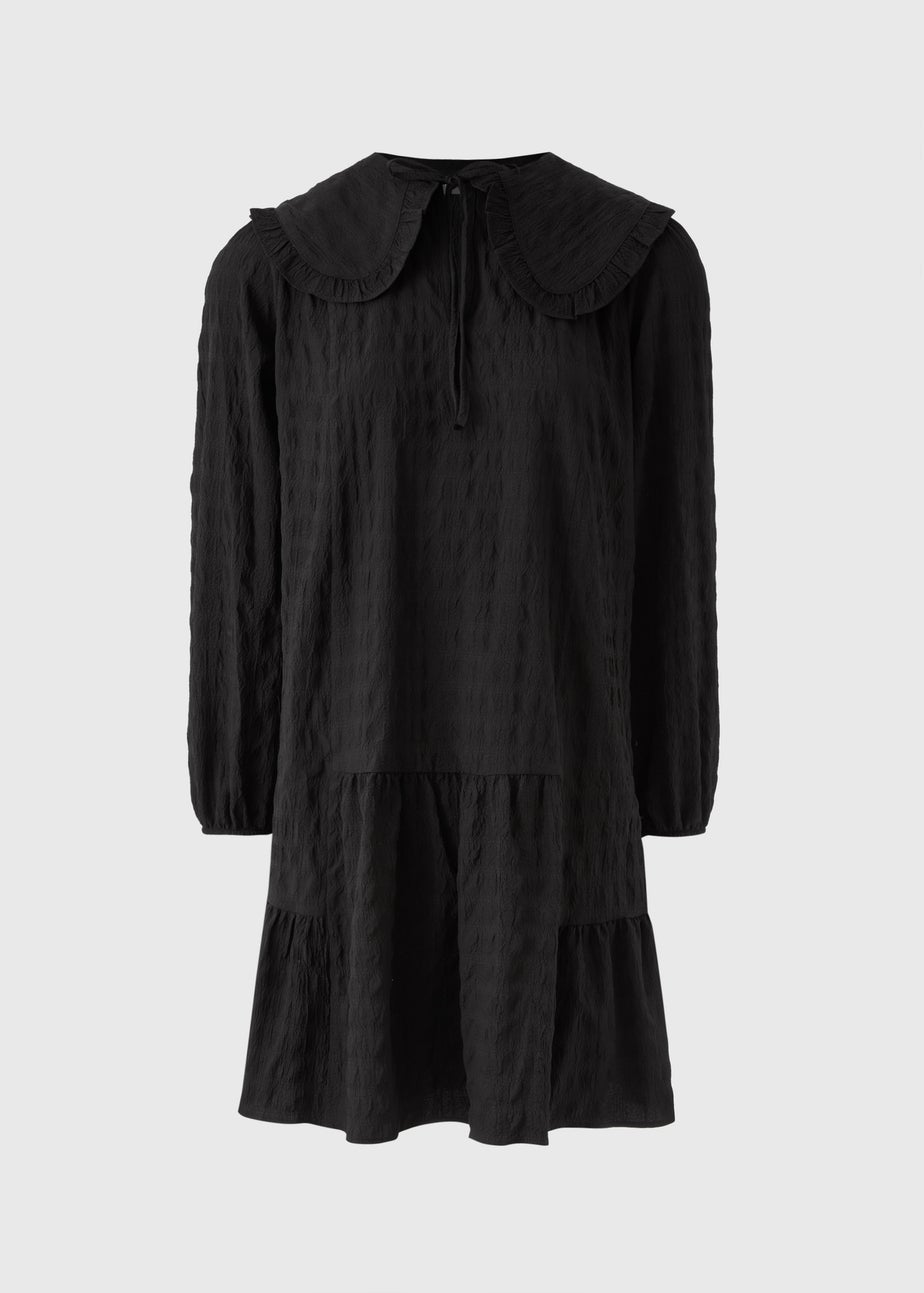 Black Oversized Collar Mini Dress