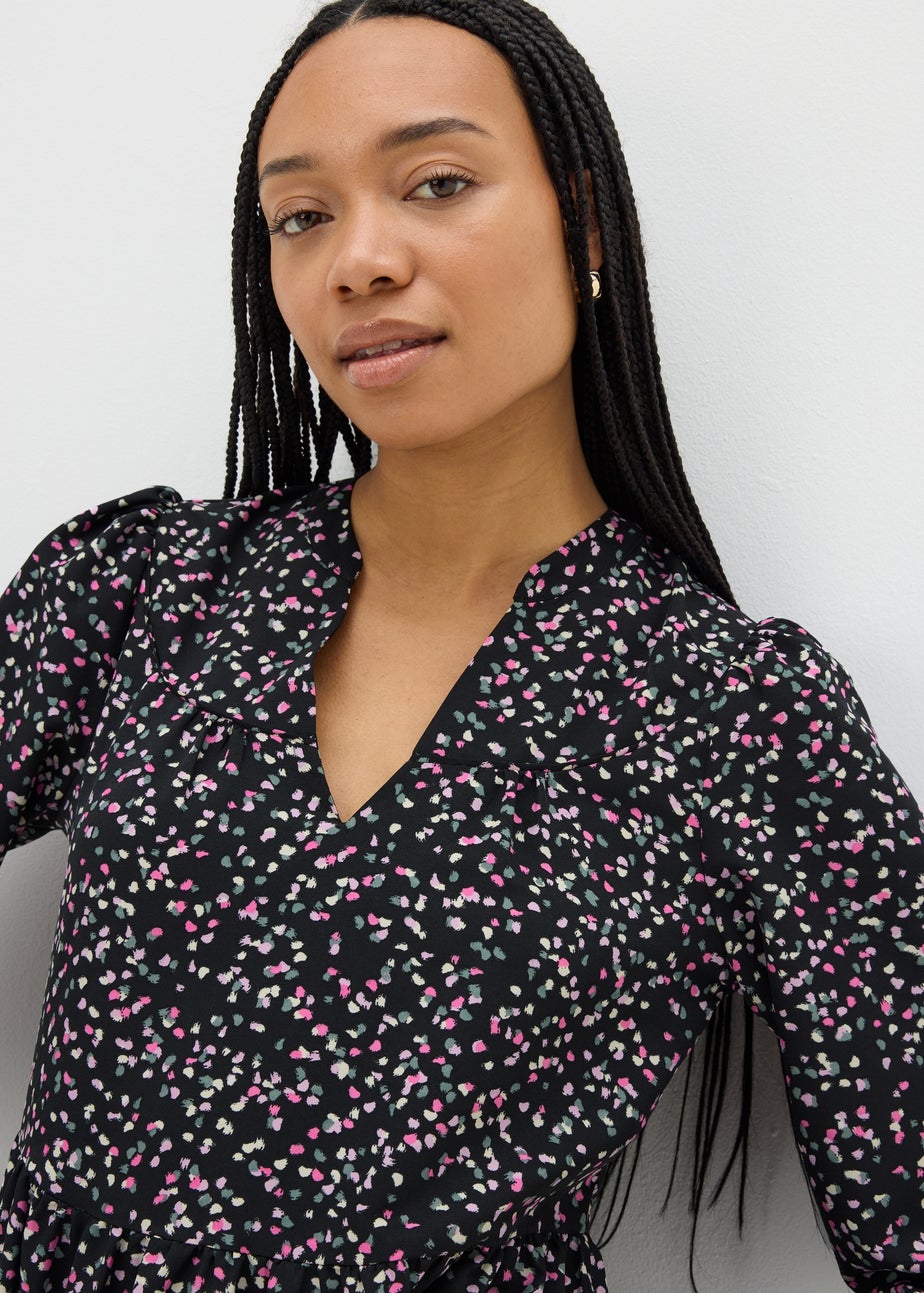 Black Confetti Smock Mini Dress