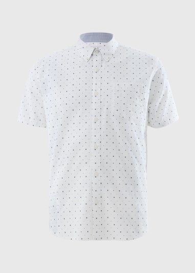 White Geo Short Sleeve Oxford Shirt