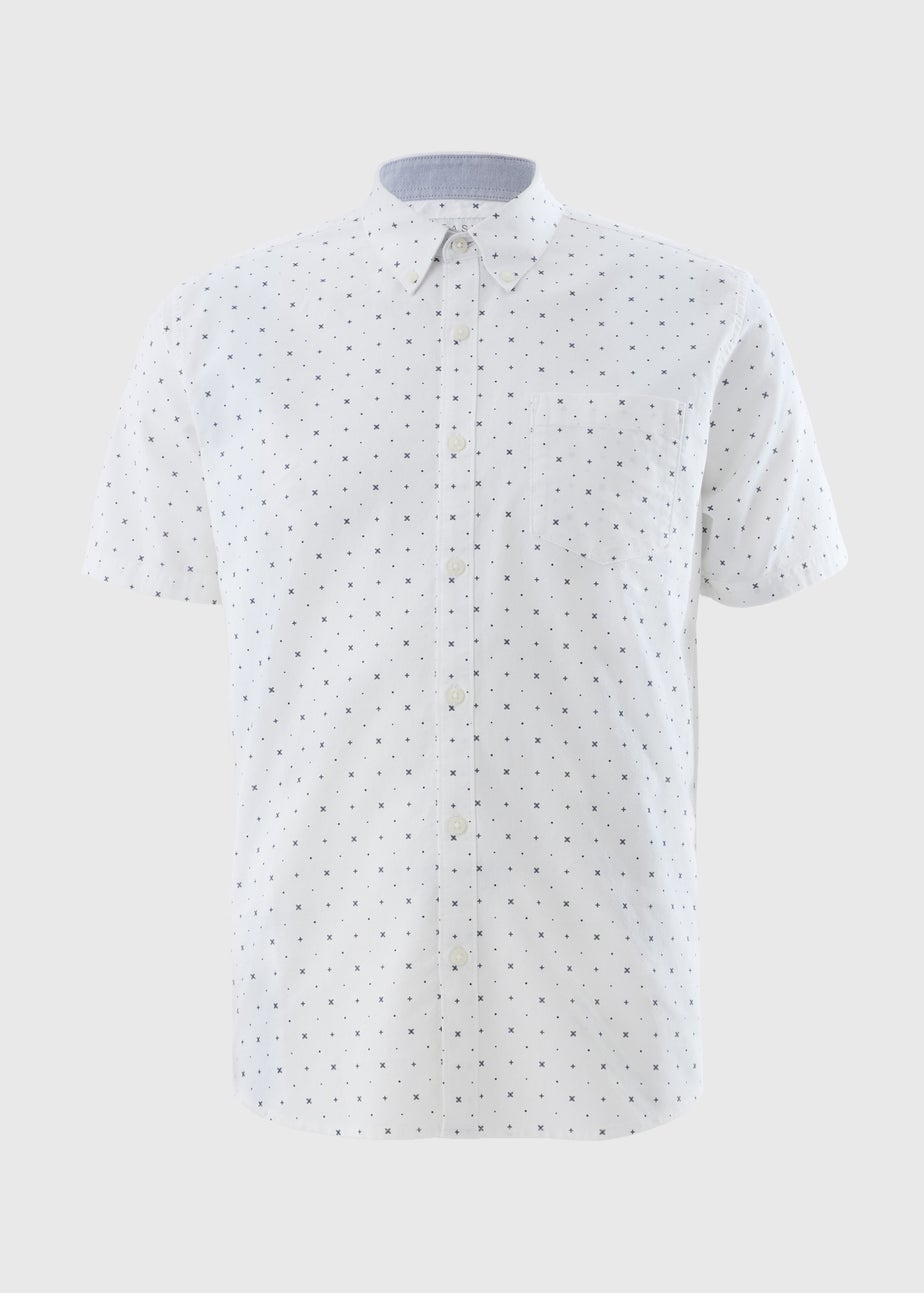White Geo Short Sleeve Oxford Shirt