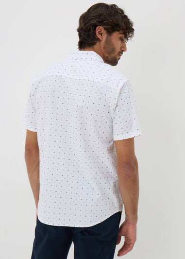 White Geo Short Sleeve Oxford Shirt