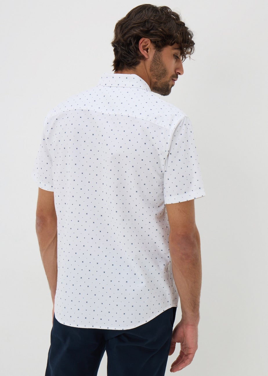 White Geo Short Sleeve Oxford Shirt