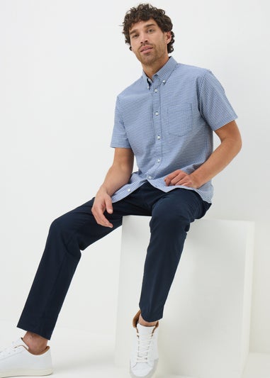 Blue Check Short Sleeve Oxford Shirt