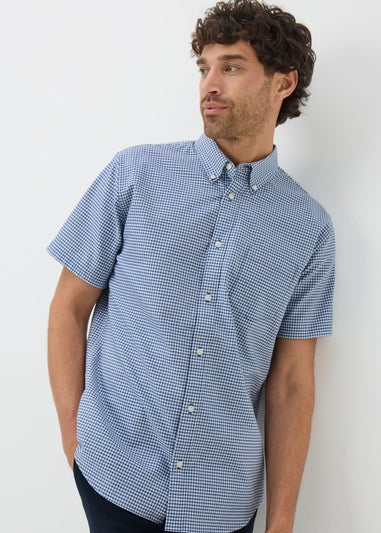 Blue Check Short Sleeve Oxford Shirt
