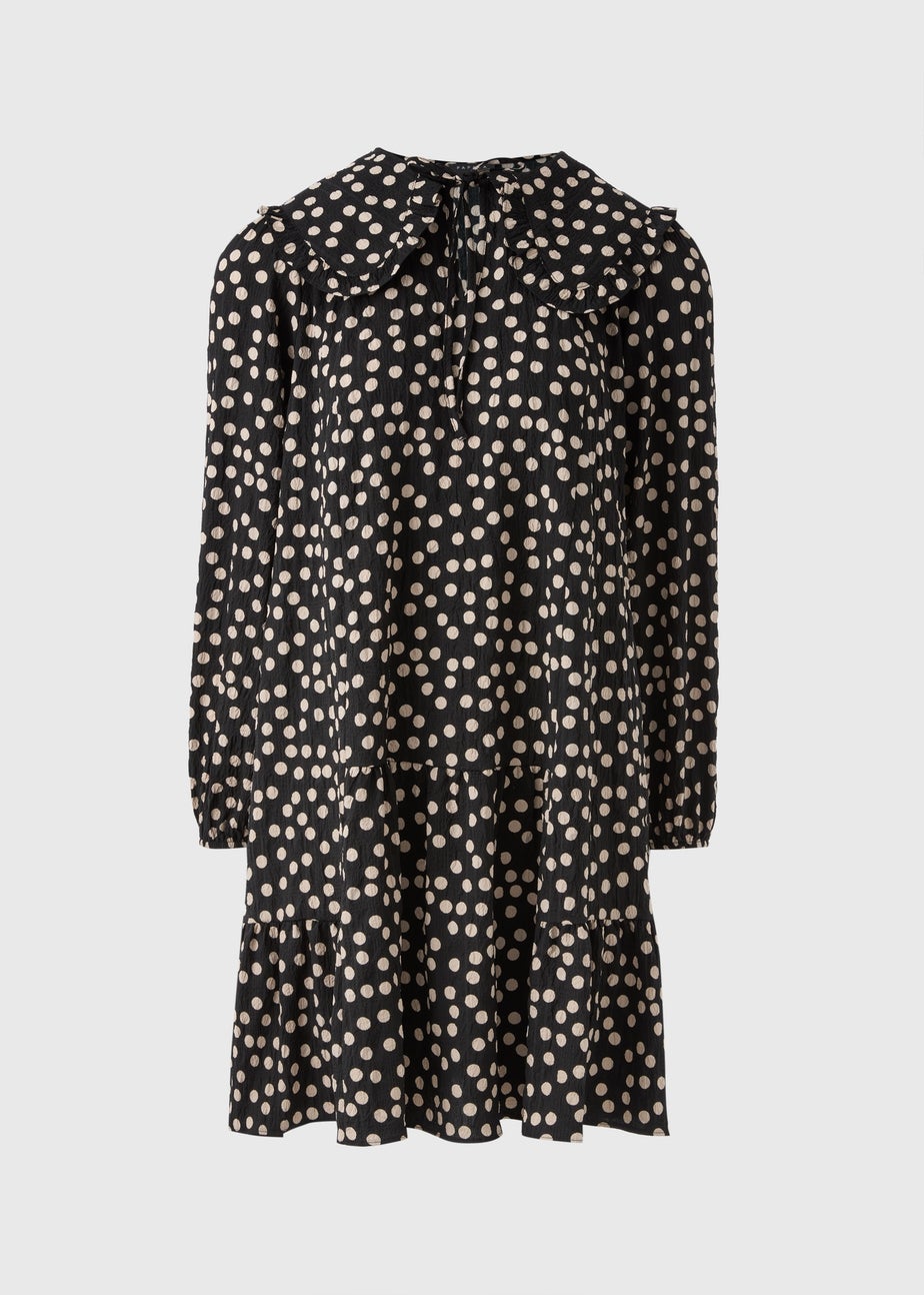 Black Spot Oversized Collar Mini Dress
