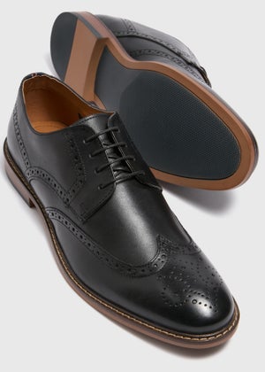 Black Leather Brogue Shoes