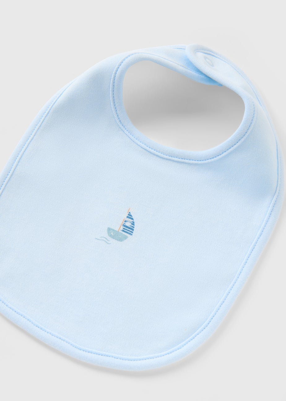 2 Pack Baby Blue Boat Bibs