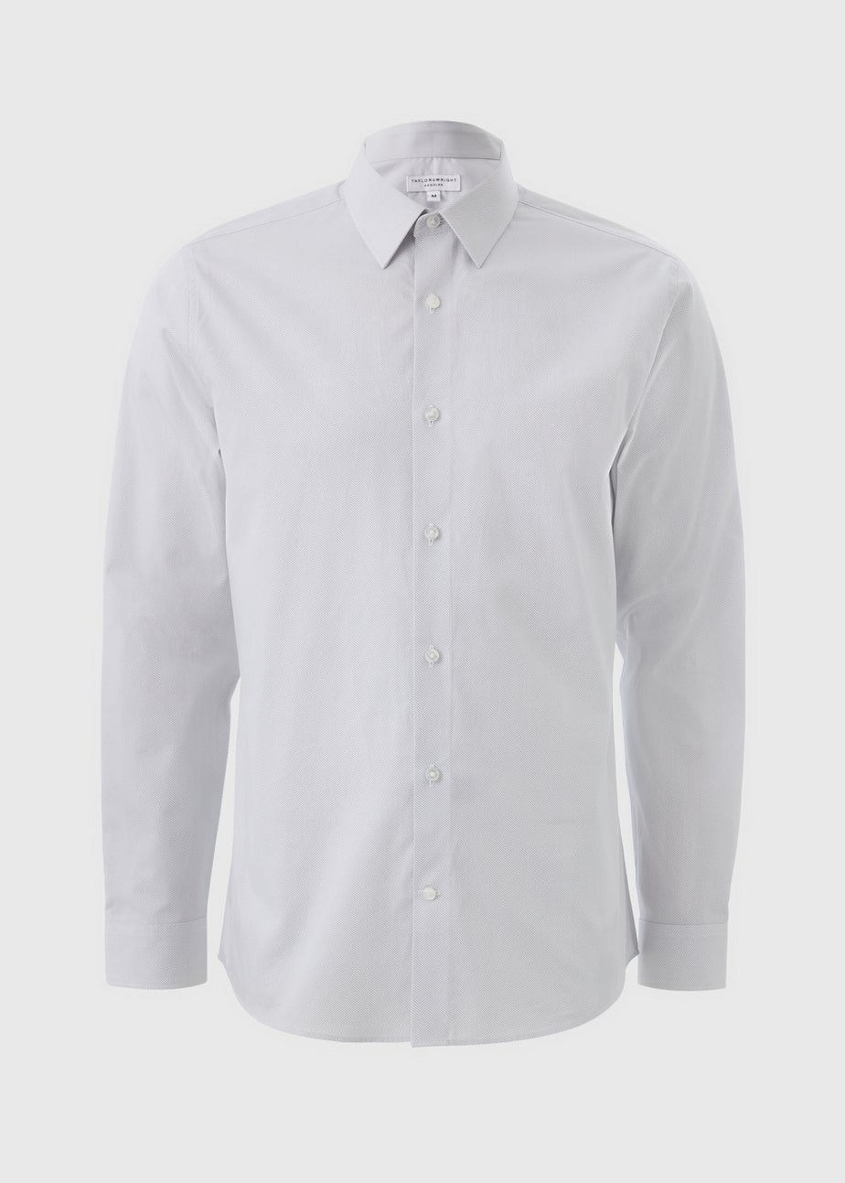 Taylor & Wright Grey Herringbone Regular Fit Shirt