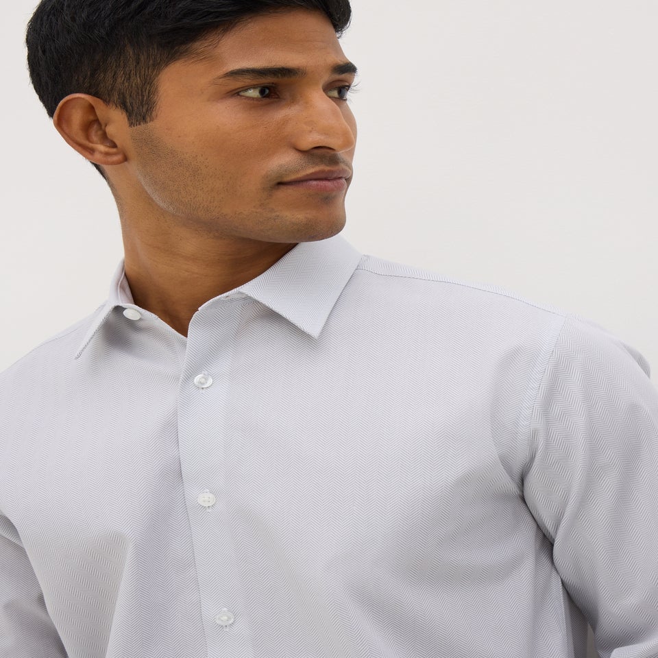 Taylor & Wright Grey Herringbone Regular Fit Shirt