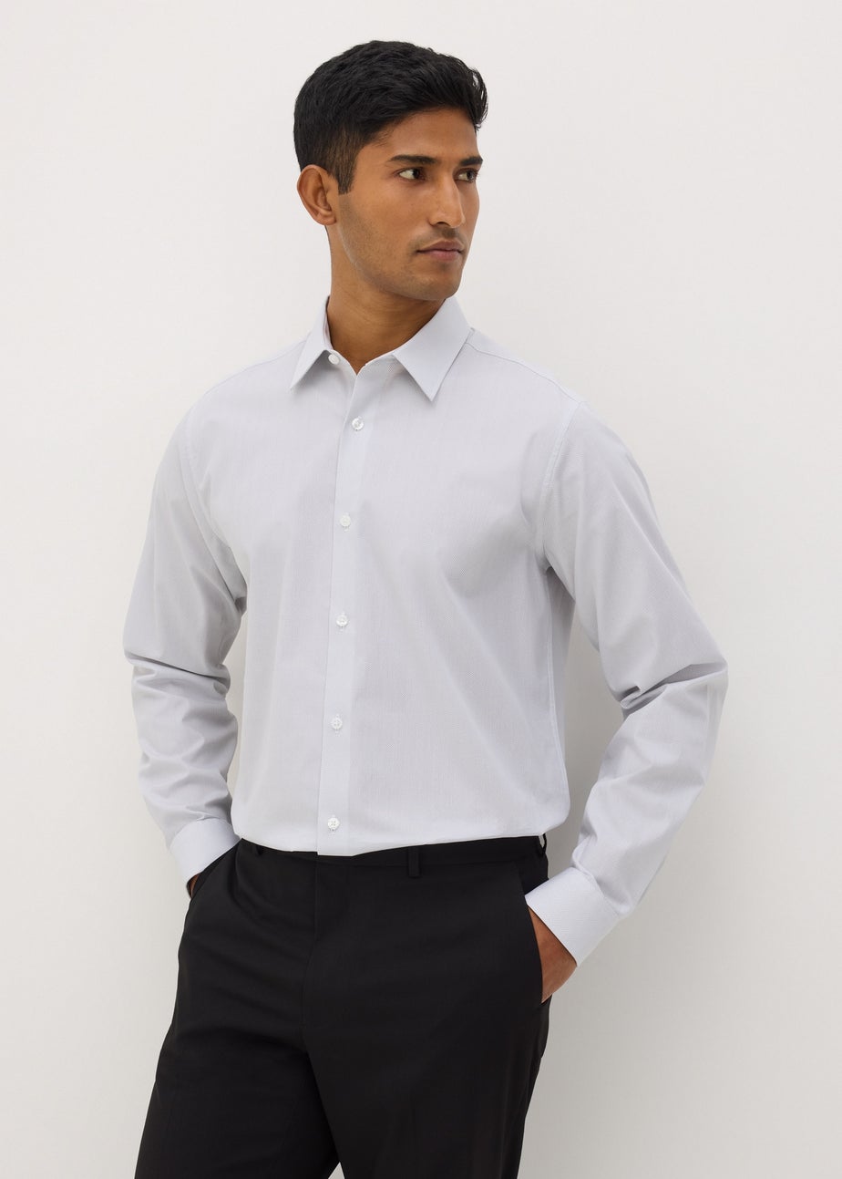Taylor & Wright Grey Herringbone Regular Fit Shirt