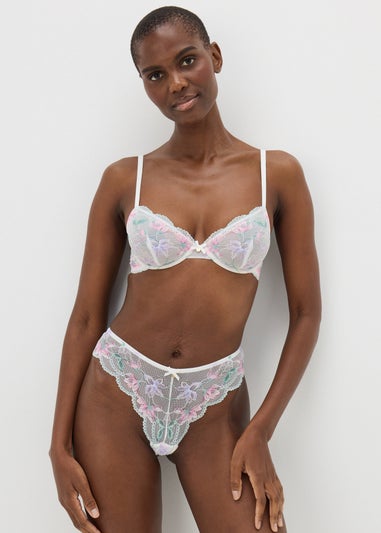 Cream Floral Non Padded Bra