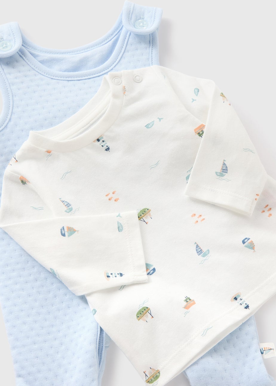 Baby Blue Boat Quilted Dungaree (Newborn-18mths)