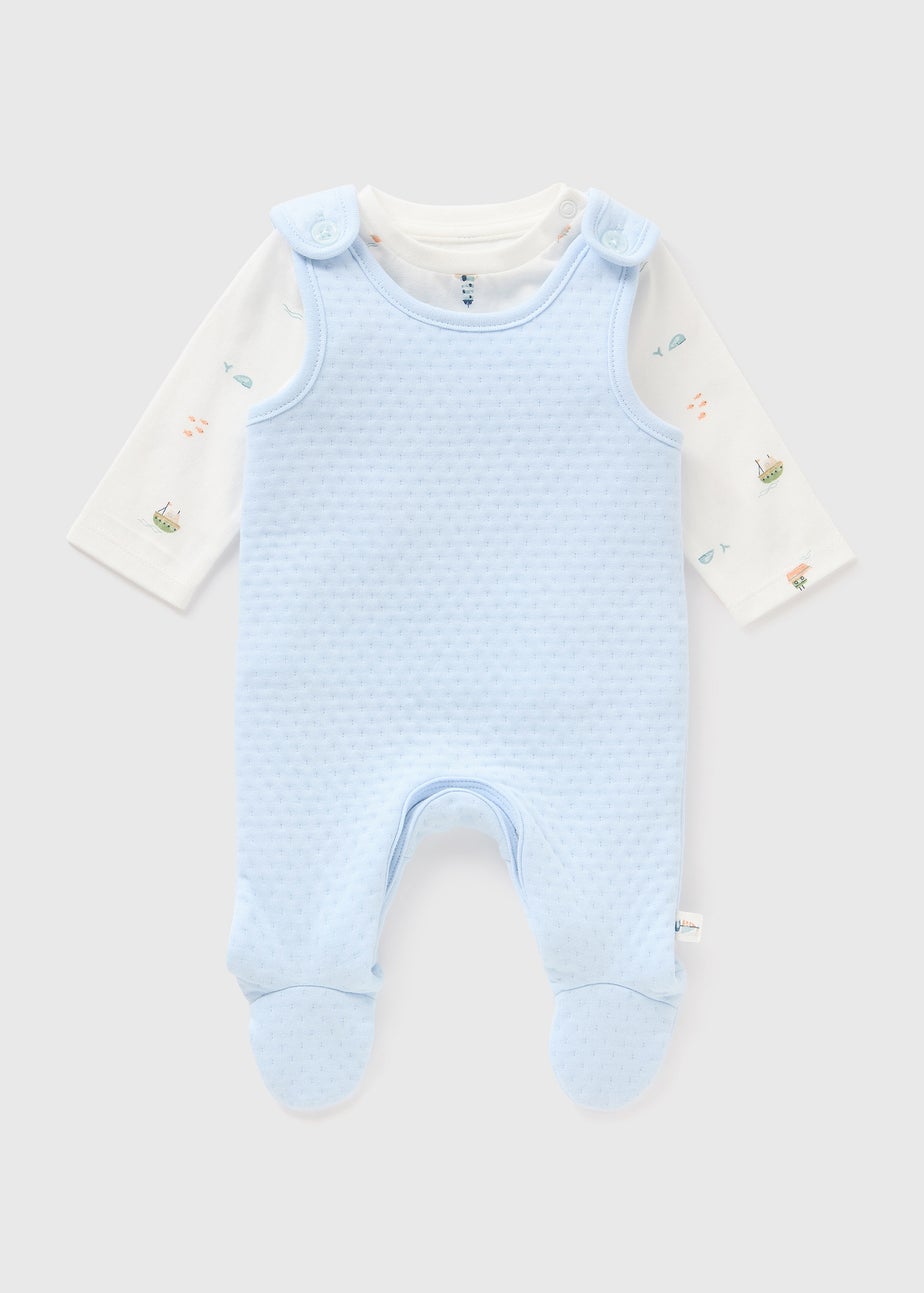 Baby Blue Boat Quilted Dungaree (Newborn-18mths)