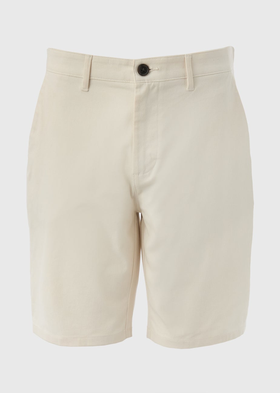 Ecru Slim Fit Chino Shorts