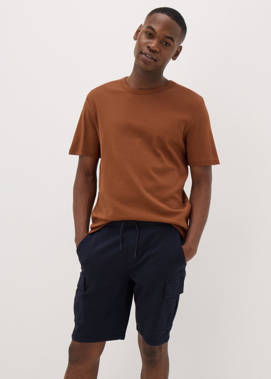 Navy Knitted Cargo Shorts