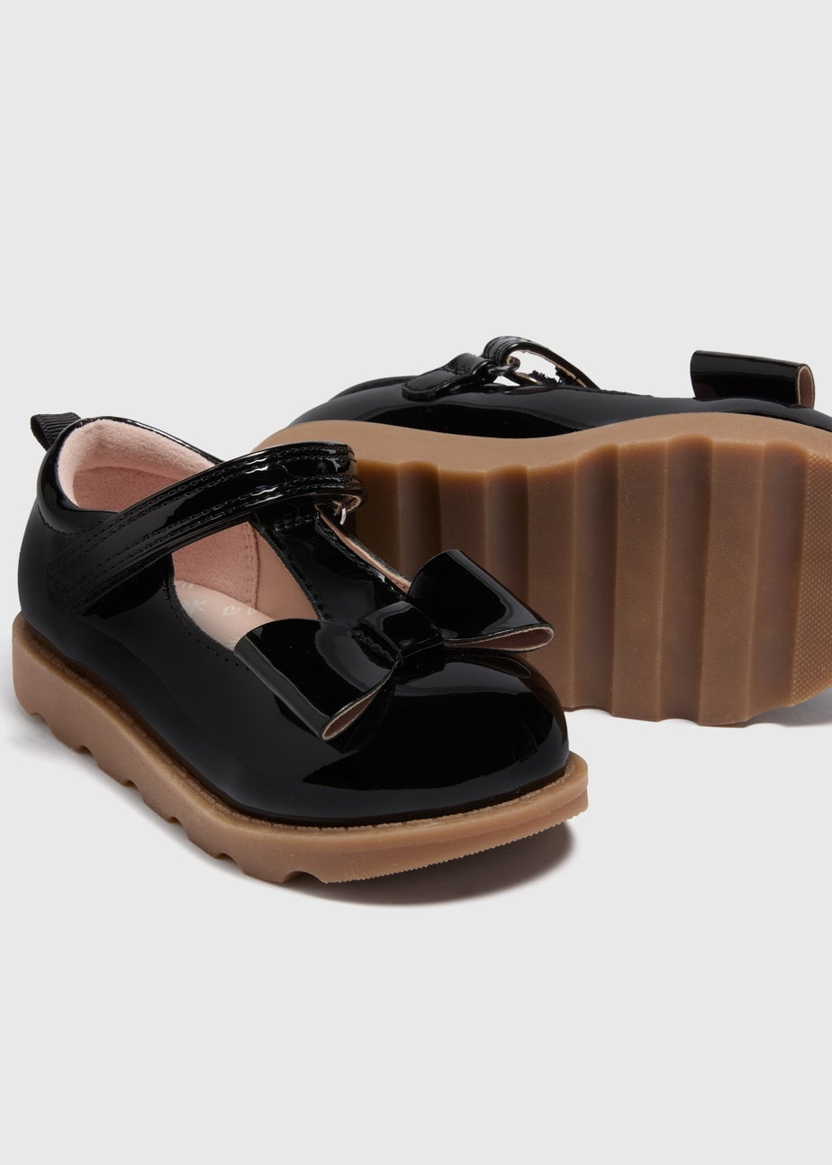 Girls Black Bow T-Bar Shoes (Younger 4-12)