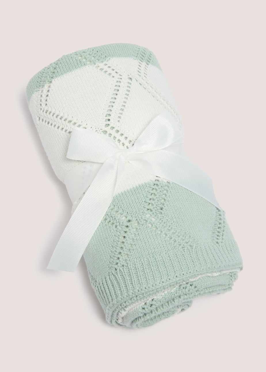 Baby Sage Stripe Knitted Blanket