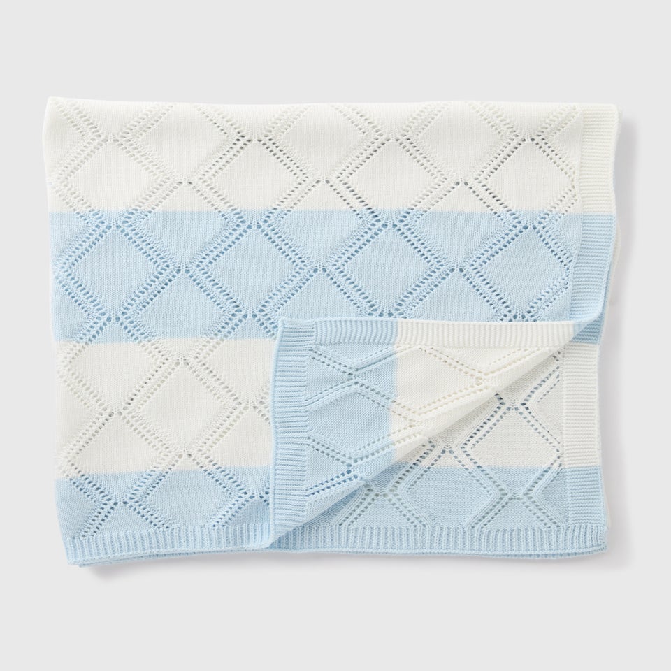 Baby Blue Stripe Knitted Blanket
