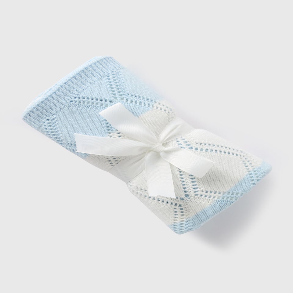 Baby Blue Stripe Knitted Blanket