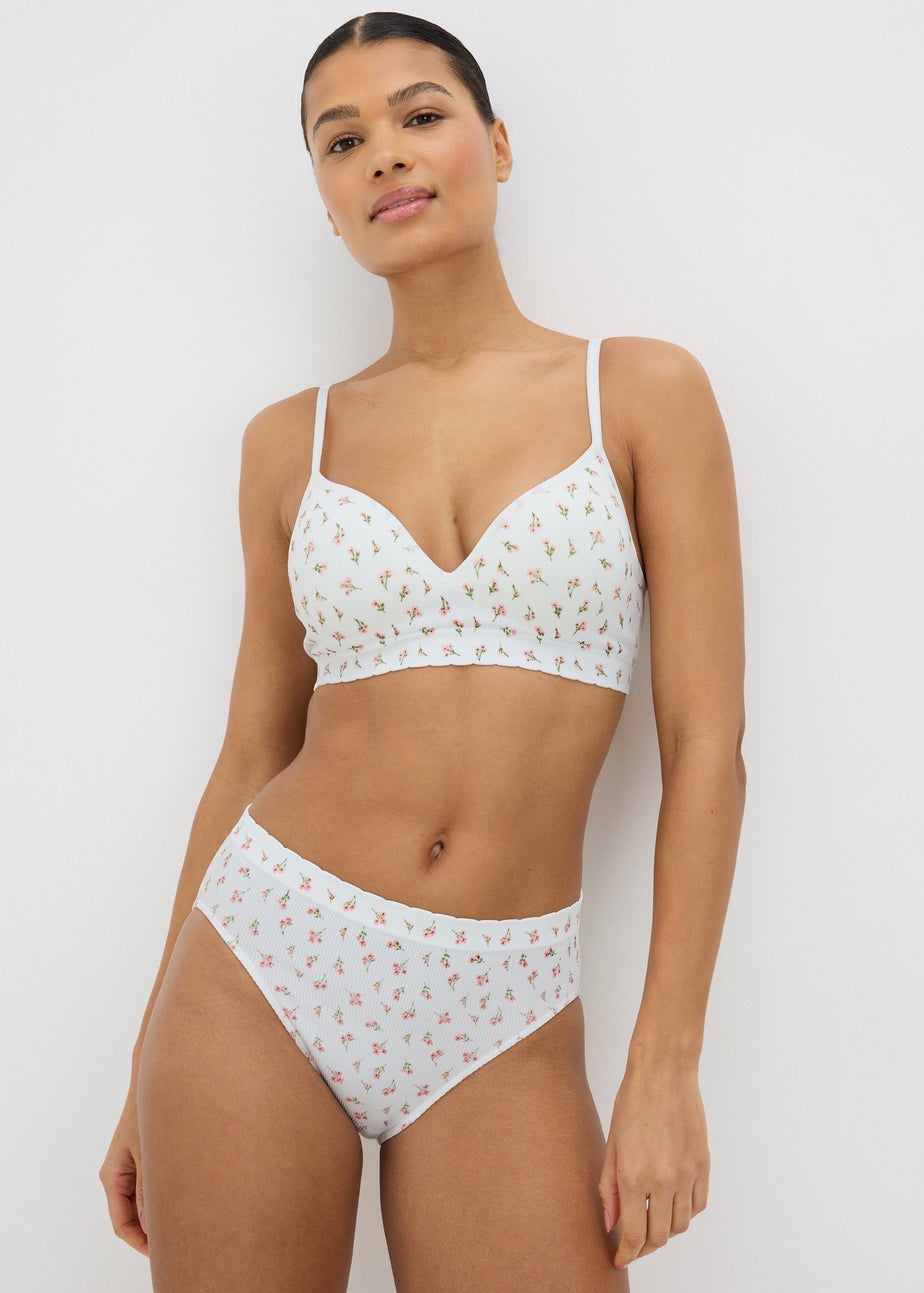 2 Pack Pink Floral Seamless Moulded Bras