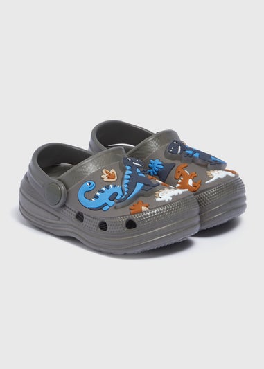 Boys Khaki Dinosaur Light Up Clogs (Younger 4/5-Older 1/2)