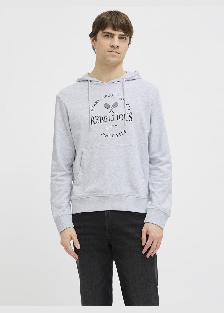 JJ Rebel Grey Tennis Slogan Hoodie