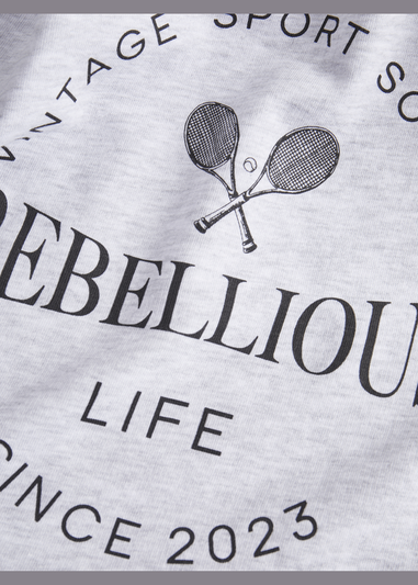 JJ Rebel Grey Tennis Slogan Hoodie