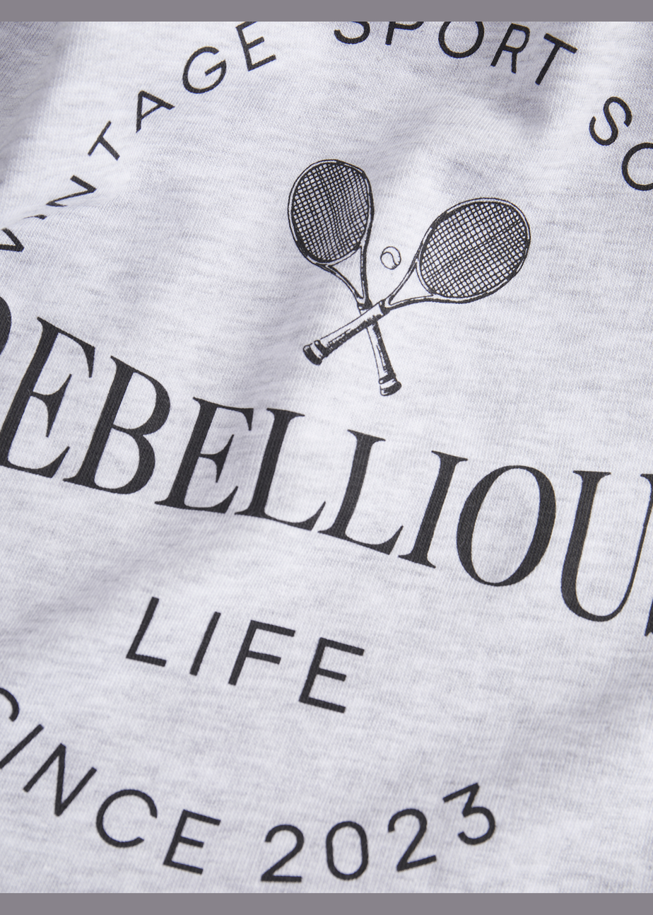 JJ Rebel Grey Tennis Slogan Hoodie