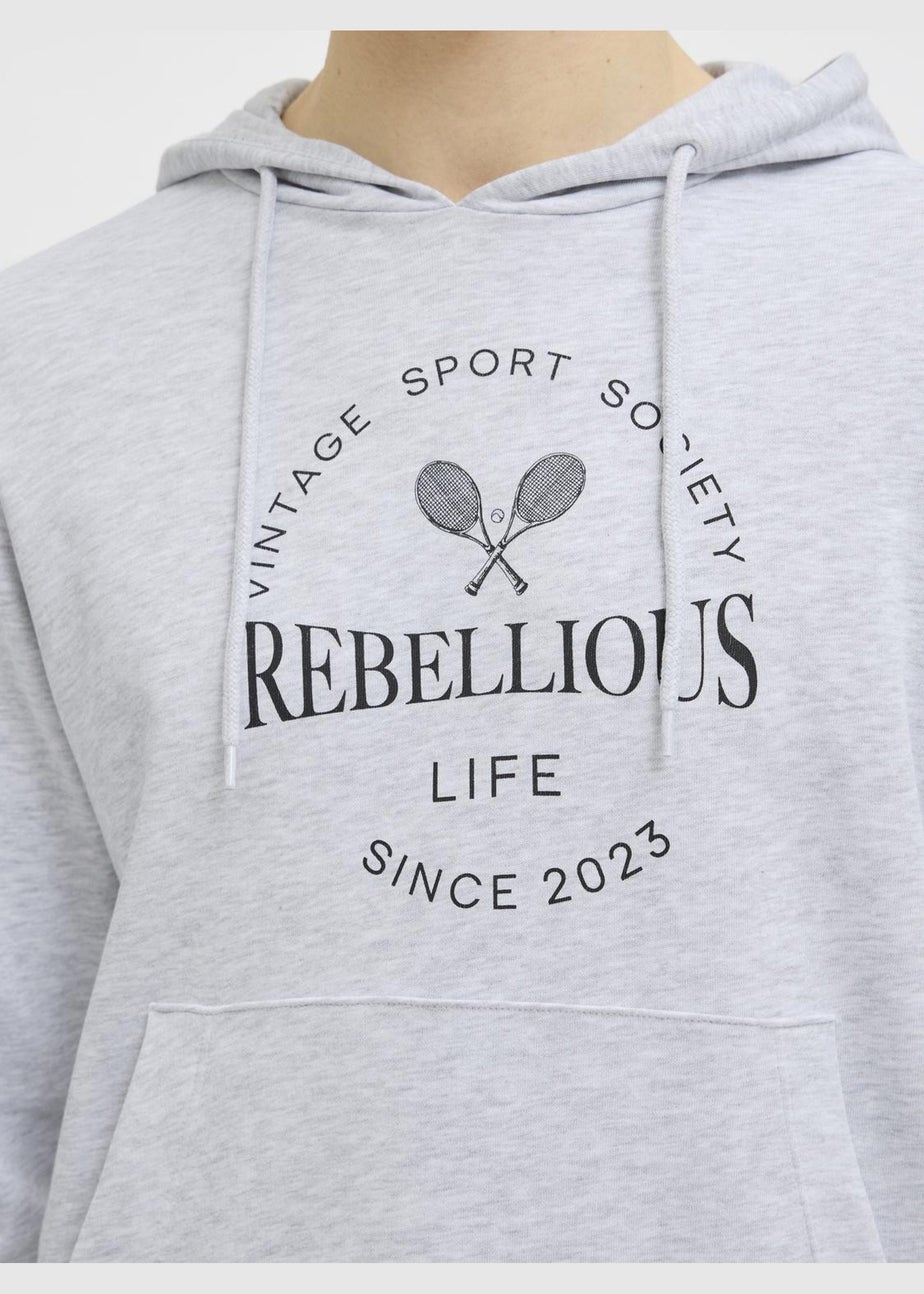 JJ Rebel Grey Tennis Slogan Hoodie