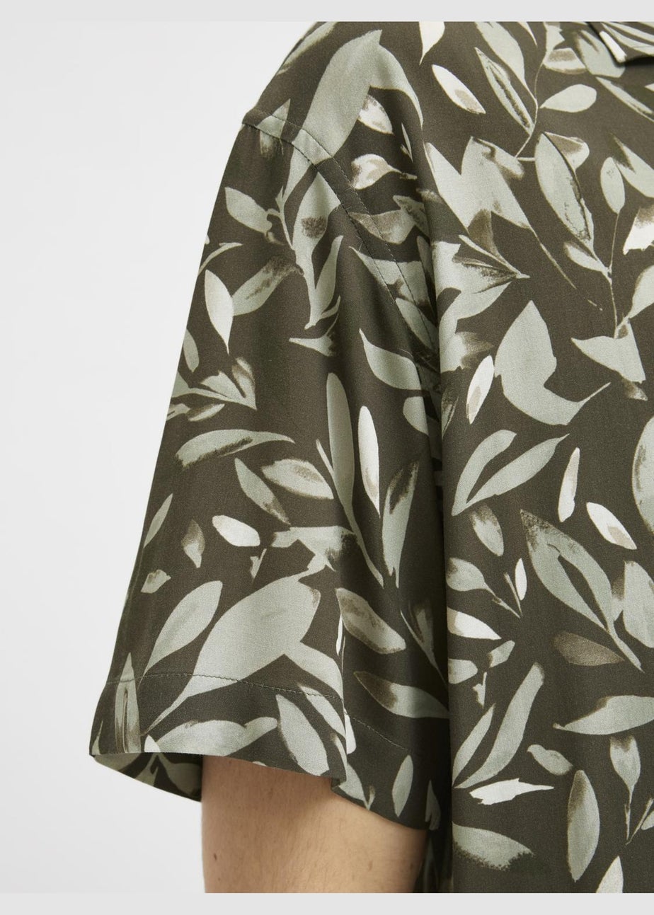 JJ Rebel Brown Leaf Print Shirt