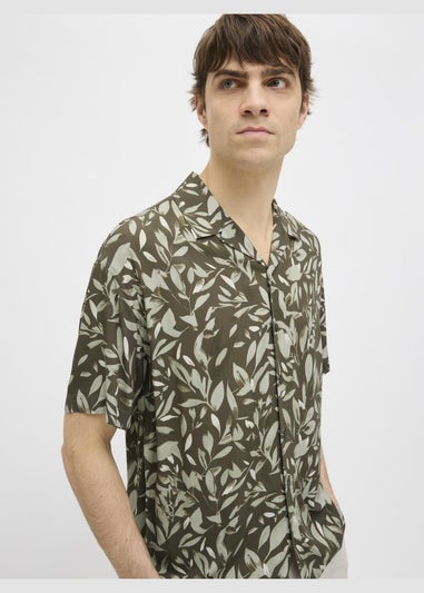 JJ Rebel Brown Leaf Print Shirt
